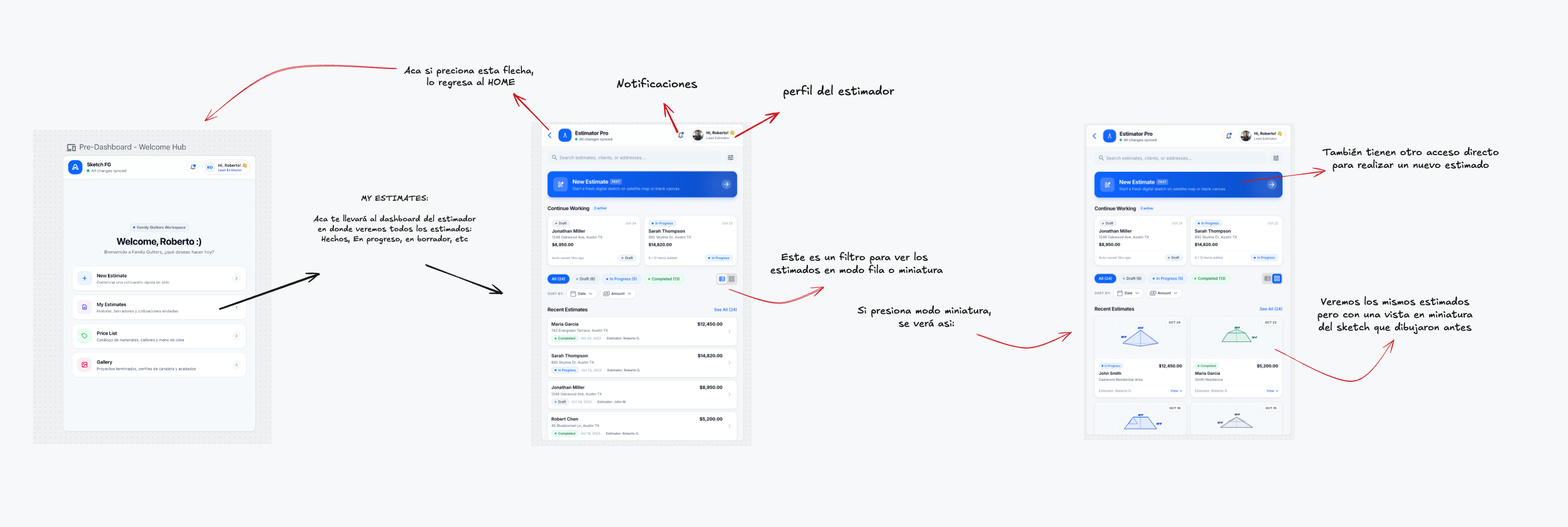 10 — Dashboard to My Estimates flow