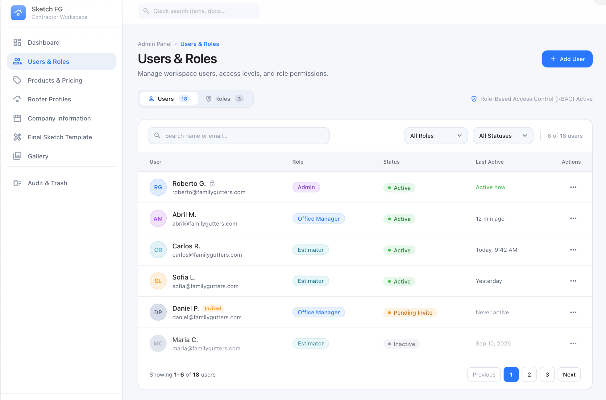 47 — Users list