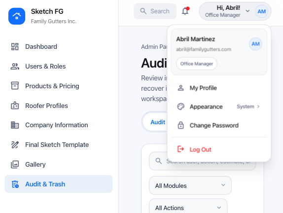 54 — Account menu
