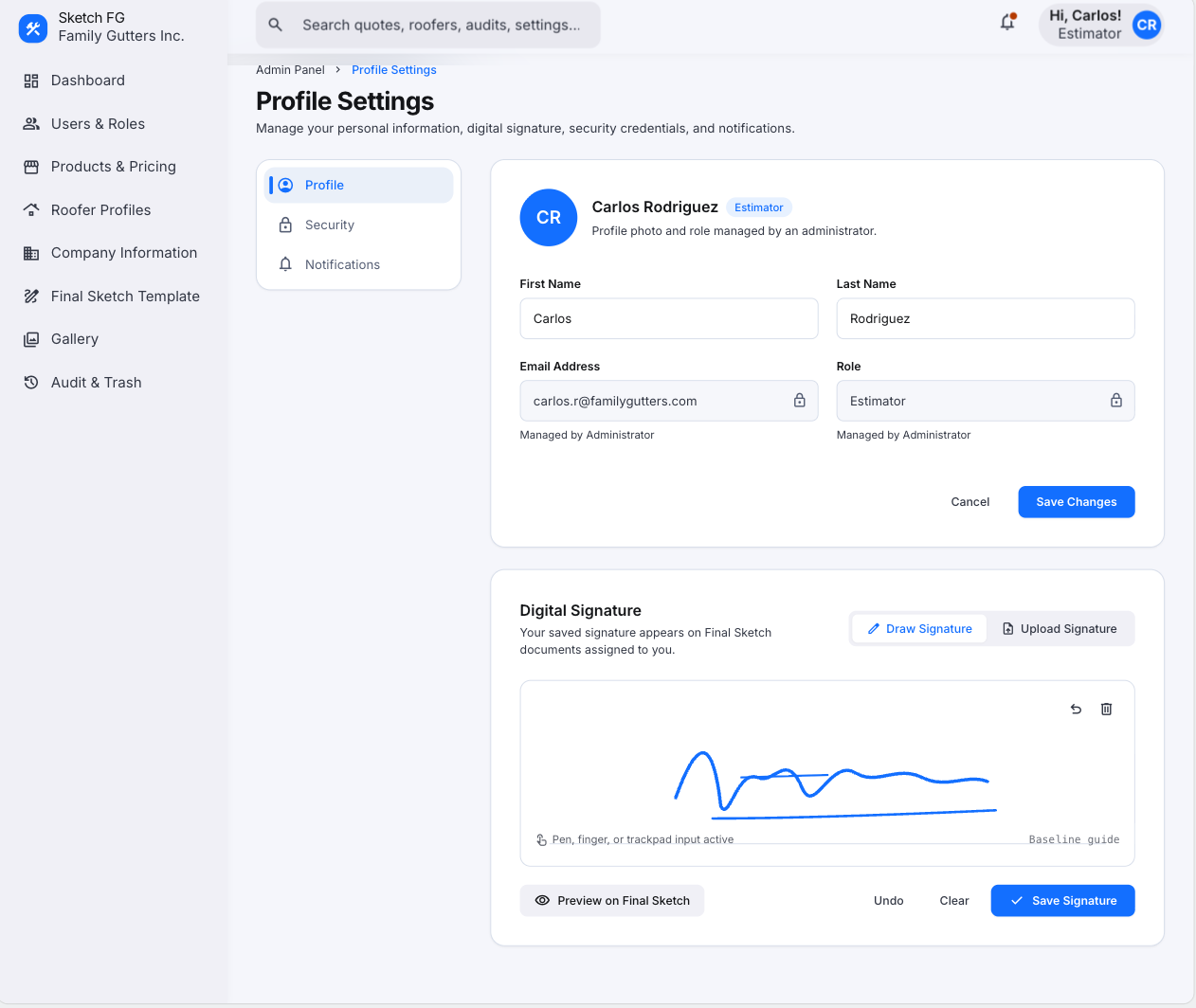 55 — Profile settings